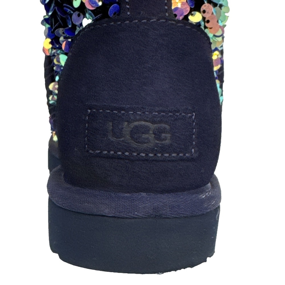 UGG CLASSIC MINI STELLAR SEQUIN BOOTS US 6 Medallion Purple Sparkle Bootie rare - Picture 10 of 16